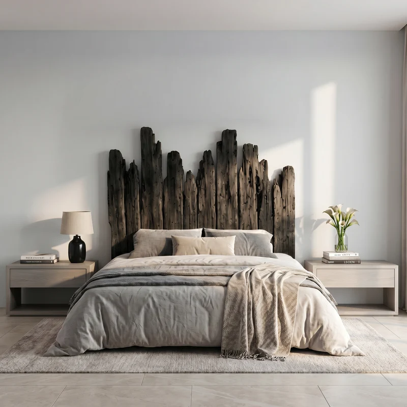 Rustic Skyline Headboard Wooden Bed Headboard For Bedroom SINLSAHB056