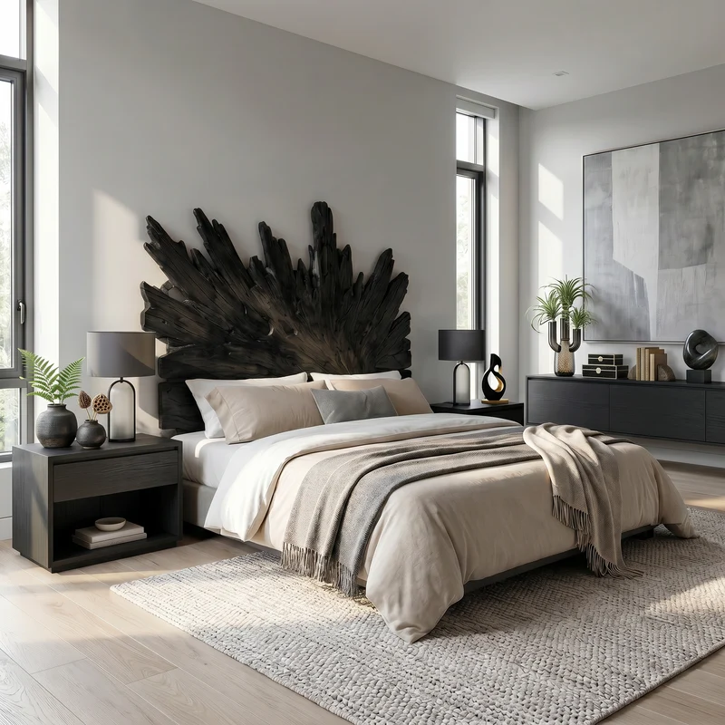 Art Deco Sunburst Headboard Wooden Bed Headboard For Bedroom SINLSAHB055