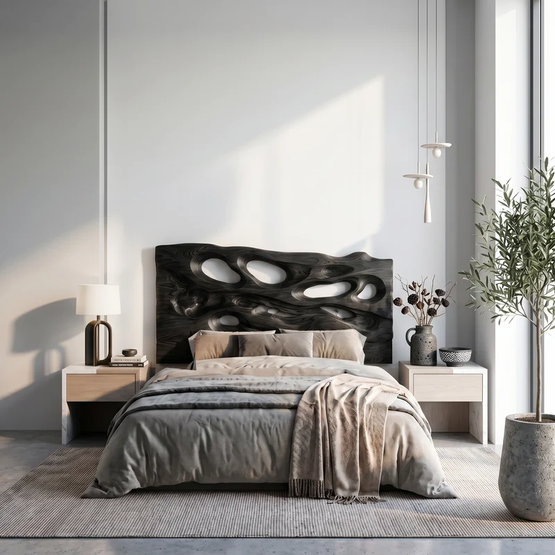 Contemporary Cutout Headboard Wooden Bed Headboard For Bedroom SINLSAHB052