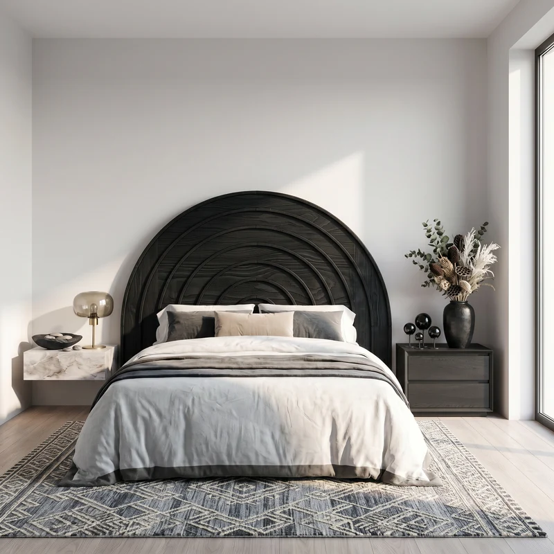 Contemporary Arched Headboard Wooden Bed Headboard For Bedroom SINLSAHB049