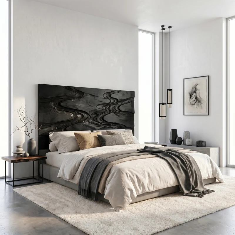 Rustic Live Edge Headboard Wooden Bed Headboard For Bedroom SINLSAHB044