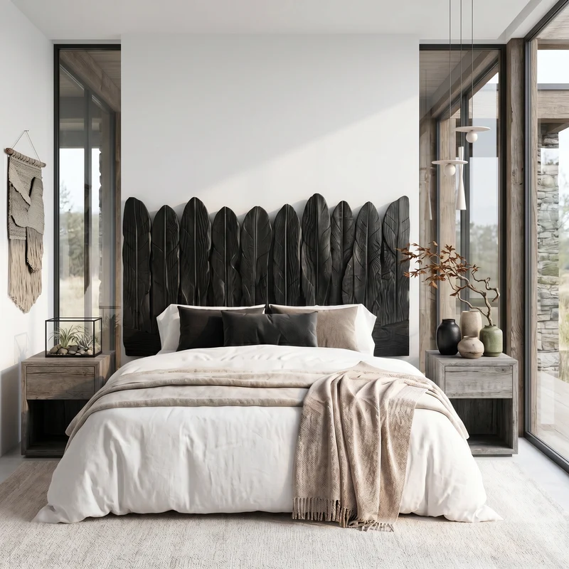 Rustic Live Edge Headboard Wooden Bed Headboard For Bedroom SINLSAHB041