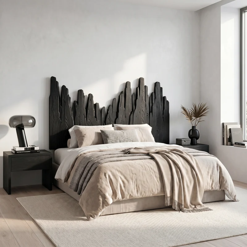 Rustic Skyline Headboard Wooden Bed Headboard For Bedroom SINLSAHB040