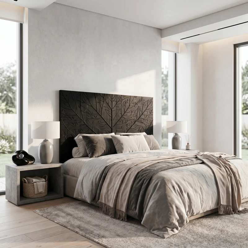 Contemporary Tree Ring Headboard Wooden Bed Headboard For Bedroom SINLSAHB039
