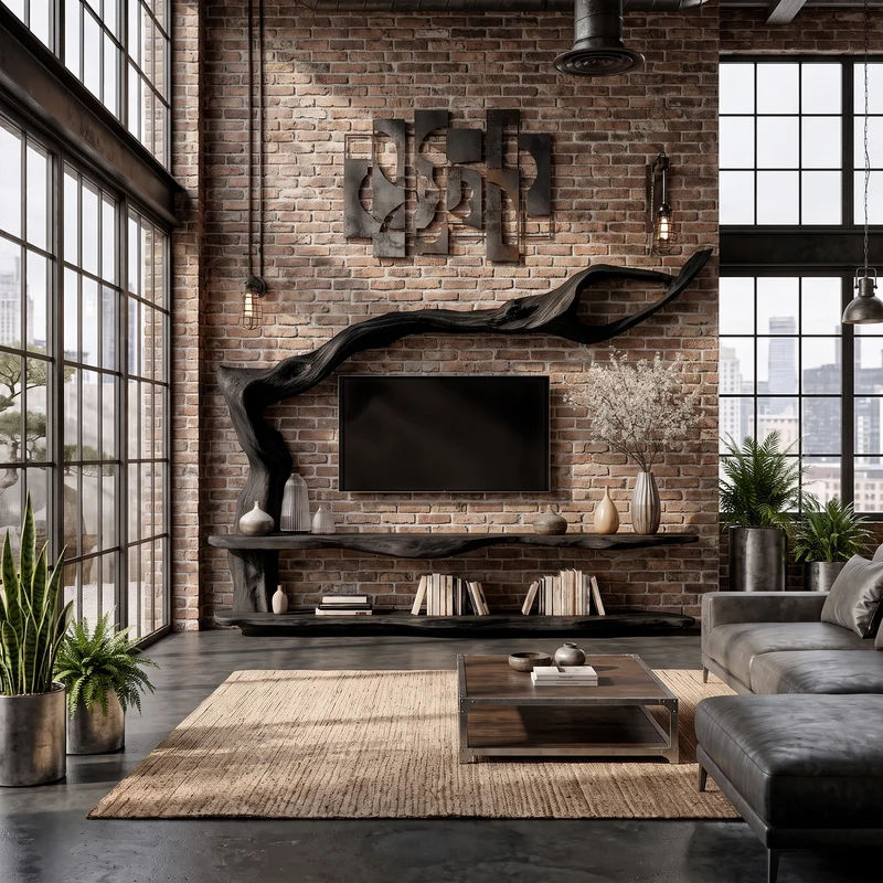 Contemporary TV Cabinet With Sculptural Tree Inspired Base For Living Room SINLKITC077