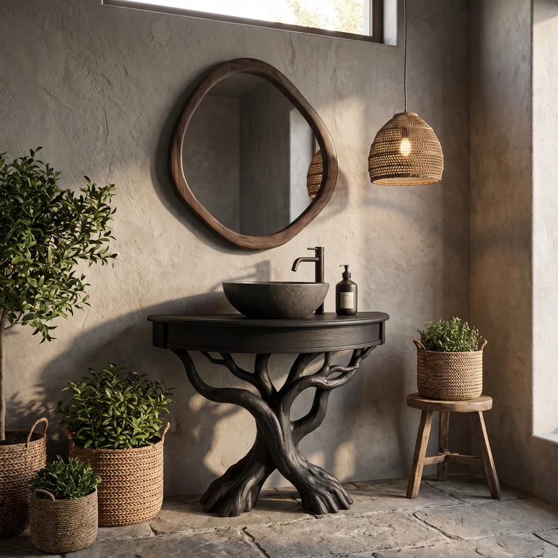 Tree Bathroom Vanity With Floating Countertop And Display Shelves For Bathroom SINLHABRV325