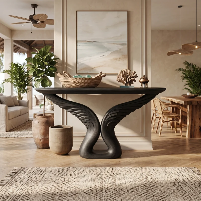 Organic Arch Base Console Table Contemporary Hallway SILDTTRCS082