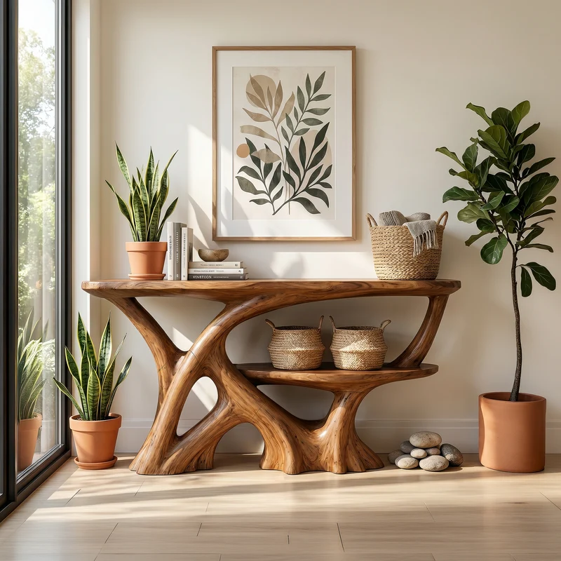 Organic Root Base Console Table Luxury Entryway SILDTTRCS077