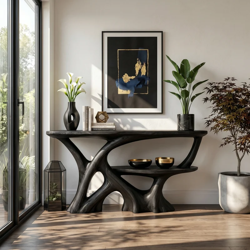 Organic Root Base Console Table Luxury Entryway SILDTTRCS077