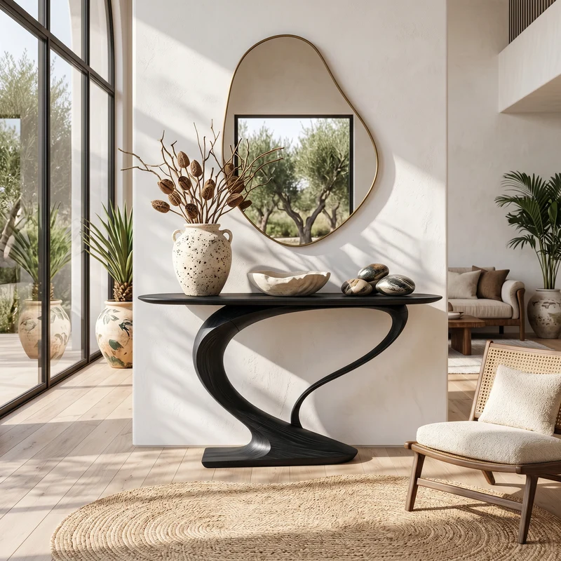 Contemporary Curved Console Table Modern Residence SILDTTRCS076