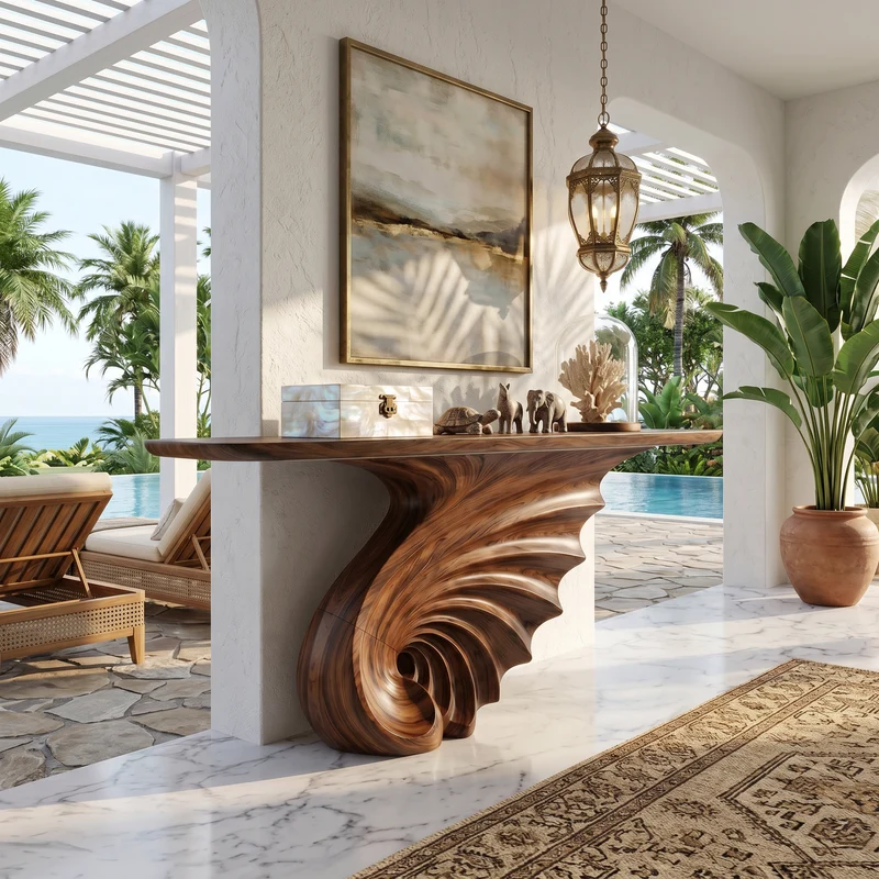 Luxury Spiral Base Console Table Contemporary Villa SILDTTRCS075