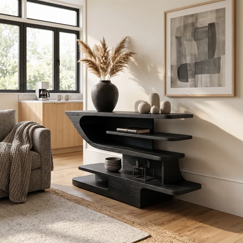Modern Open Shelf Console Table Luxury Living Room SILDTTRCS073