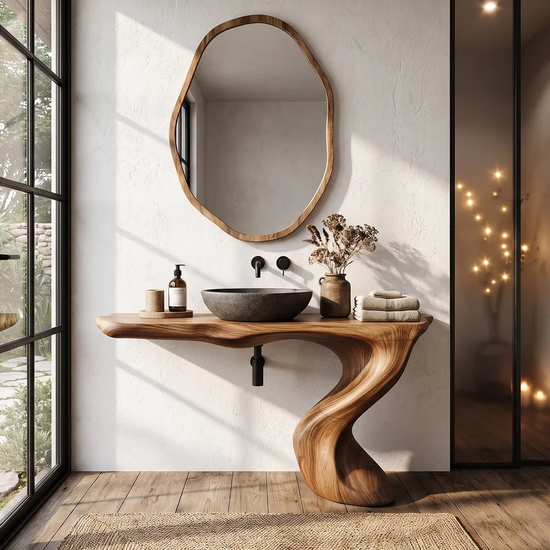 Organic Modern Bathroom Vanity With Tree Root Inspired Design For Powder Room SINLHABRV316