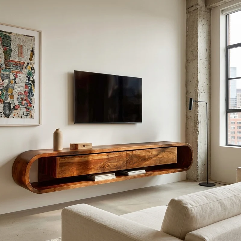 Organic Floating Sculptural TV Console For Living Room RTTHHNTVC113
