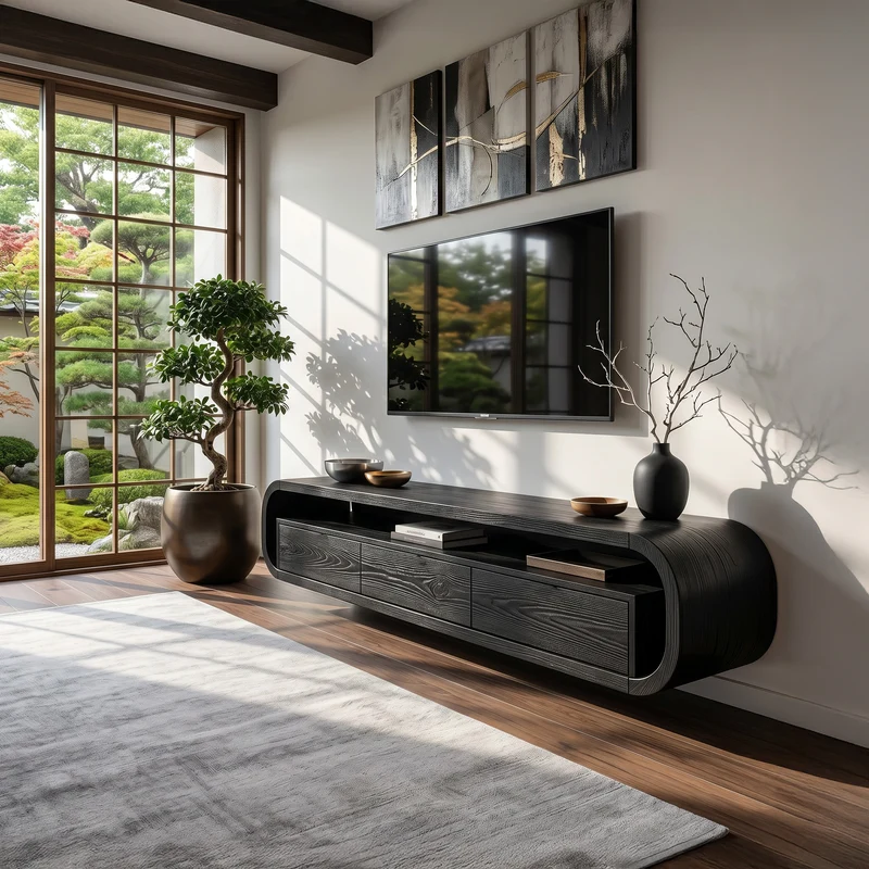 Modern Wooden Floating TV Stand For Living Room Storage RTTHHNTVC112