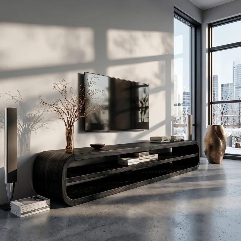 Contemporary Wooden TV Console With Open Storage For Living Room RTTHHNTVC109