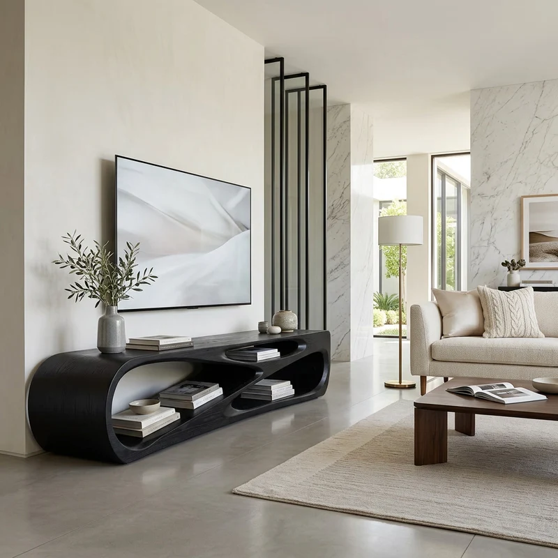 Contemporary Natural Wood Media Console For Living Room Decor RTTHHNTVC105
