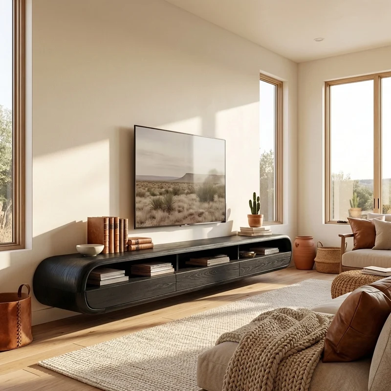Modern Natural Wood Wall Mounted TV Cabinet For Living Room RTTHHNTVC092