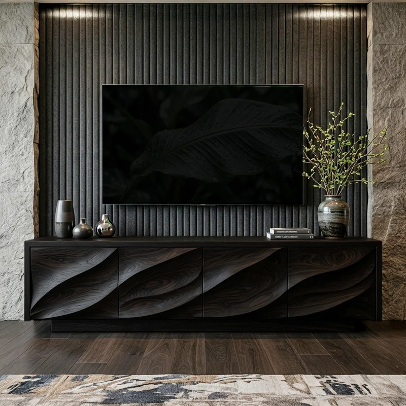 Modern Organic Wood TV Cabinet For Living Room RTTHHNTVC091