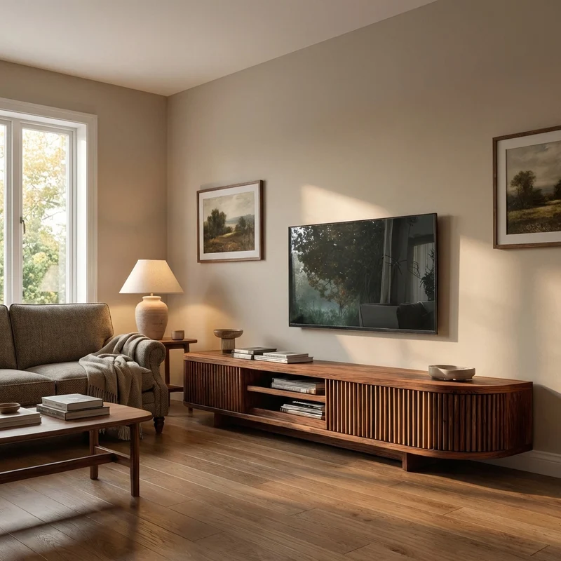 Hand Carved Wooden Media Cabinet For Living Room RTTHHNTVC082