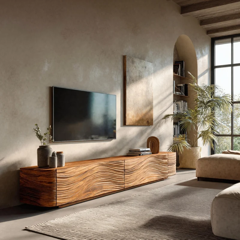Minimalist Wave TV Console For Living Room RTTHHNTVC080