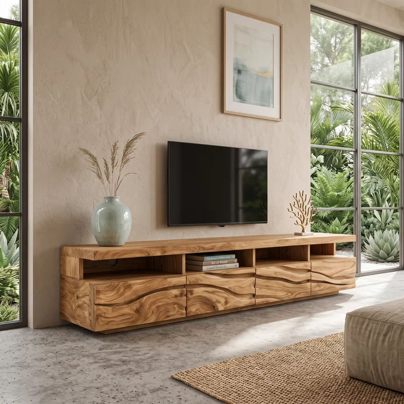 Handcrafted Media Cabinet Console For Living Room RTTHHNTVC079