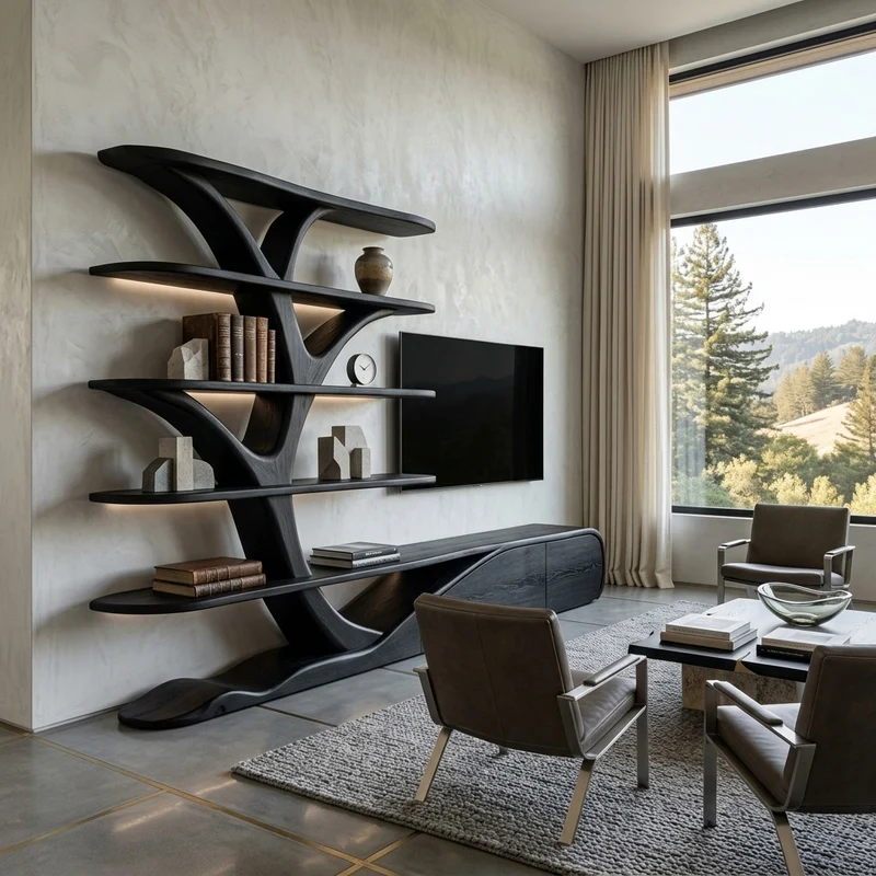 Modern Organic Tree Inspired Media Console For Living Room SITHHNTVC044