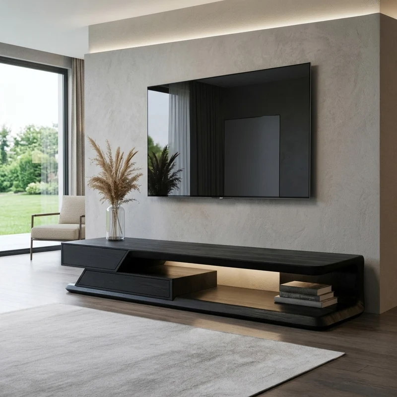 Modern TV Stand With Storage Shelves For Living Room SITHHNTVC012