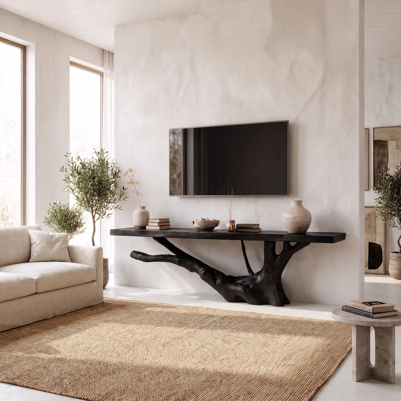 Nature Inspired TV Stand With Handcrafted Tree Root Design For Living Room SINLKITC076