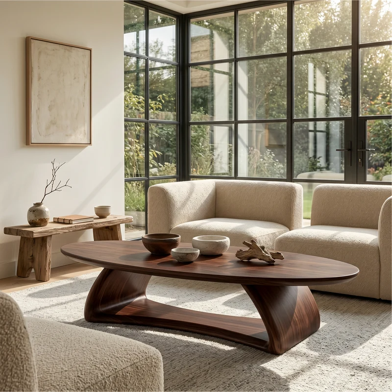 Contemporary Coffee Table With Artistic Sculptural Form For Living Room SINLSACF404