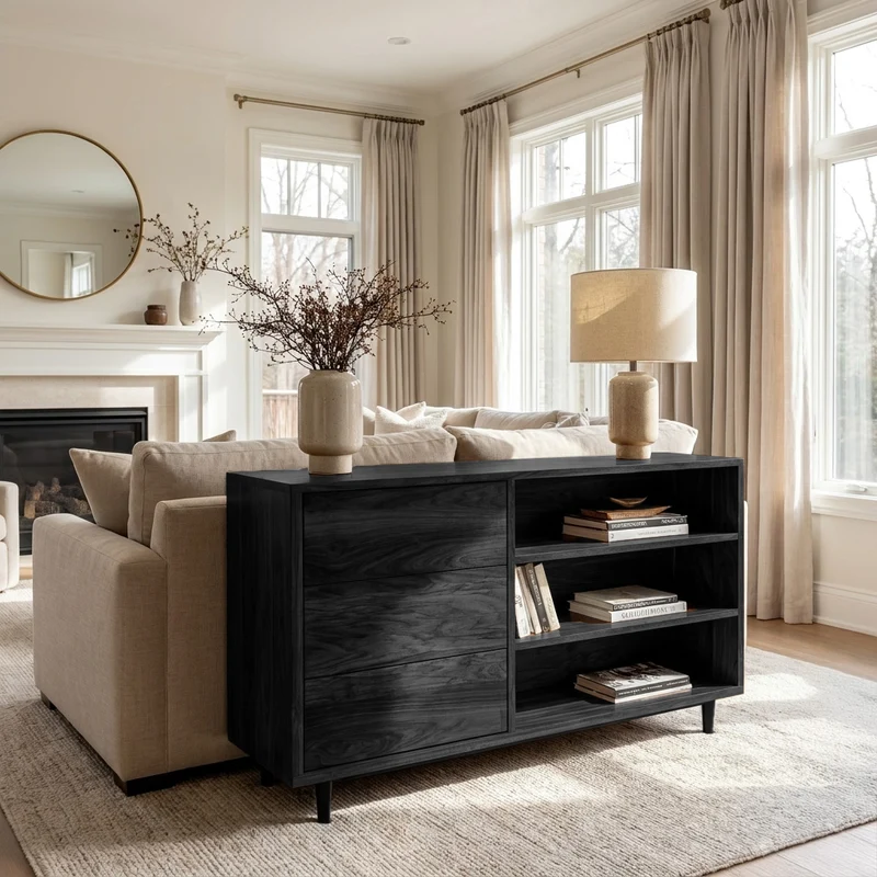 Elegant Natural Wood Console Table For Small Living Room RTTHHNCS030