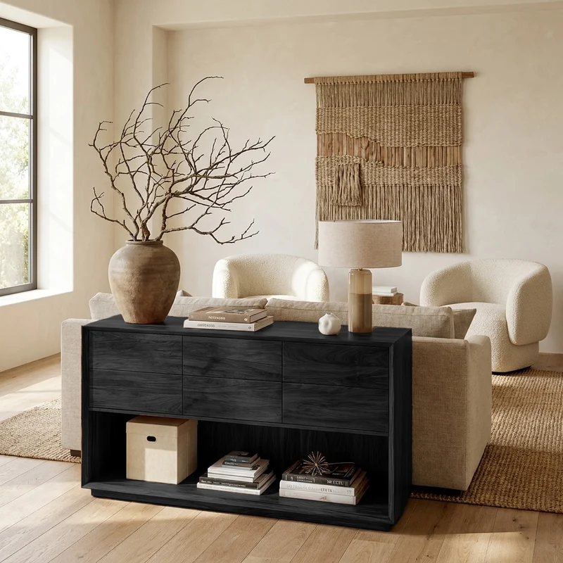 Minimal Wood Console Table With Multi Drawer For Entry Space RTTHHNCS029