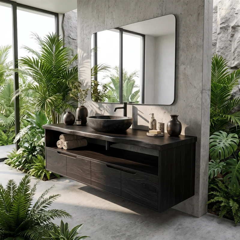 Mediterranean Floating Bathroom Cabinet Villa Bathroom SILDTTRBRV199