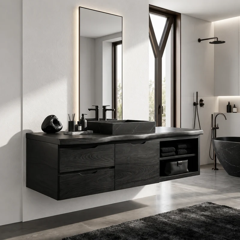 Japandi Wall Mounted Vanity Urban Loft Bathroom SILDTTRBRV197