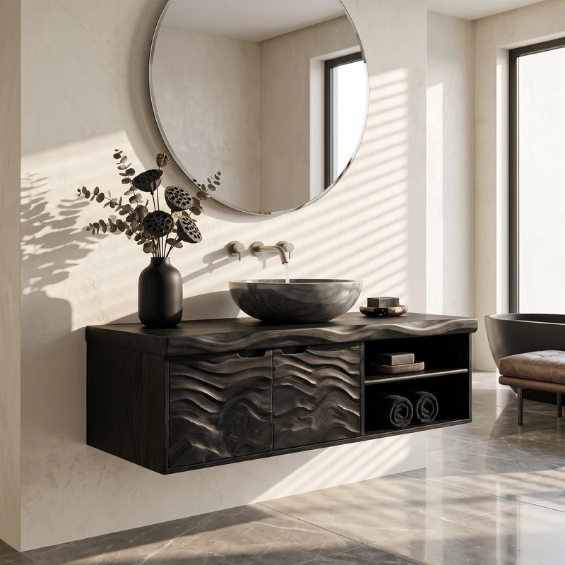 Contemporary Bath Cabinet Elegant Master Bathroom SILDTTRBRV192