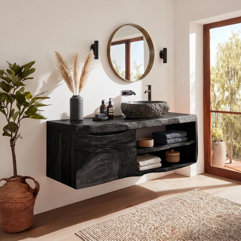 Organic Floating Bathroom Vanity Tropical Spa Retreat SILDTTRBRV190