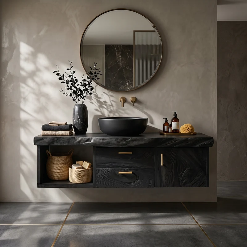 Scandinavian Wood Vanity Boutique Hotel Bathroom SILDTTRBRV186