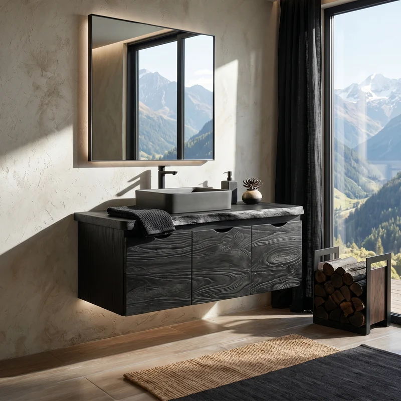 Minimalist Double Sink Vanity Garden Bathroom SILDTTRBRV180