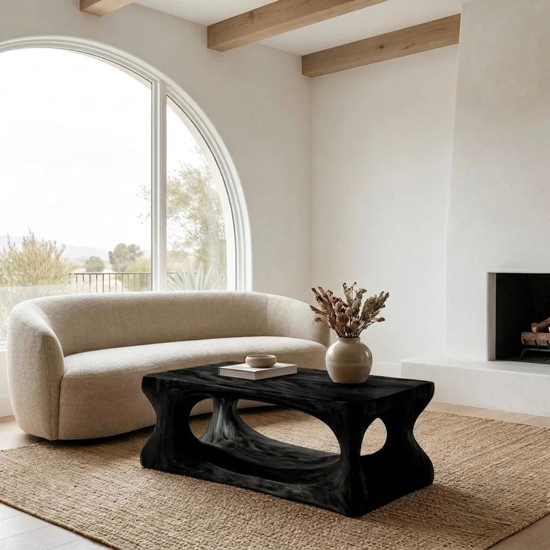 Organic Style Coffee Table Natural Wood For Living Room RTTHHNCF077