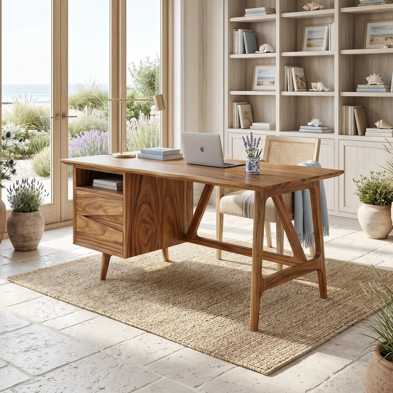 Luxury Live Edge Executive Desk Coastal Workspace SILDTTRDE036