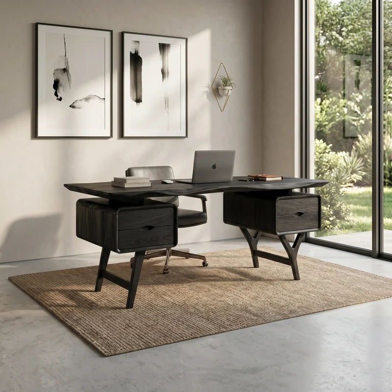 Organic Live Edge Executive Desk Coastal Office SILDTTRDE032