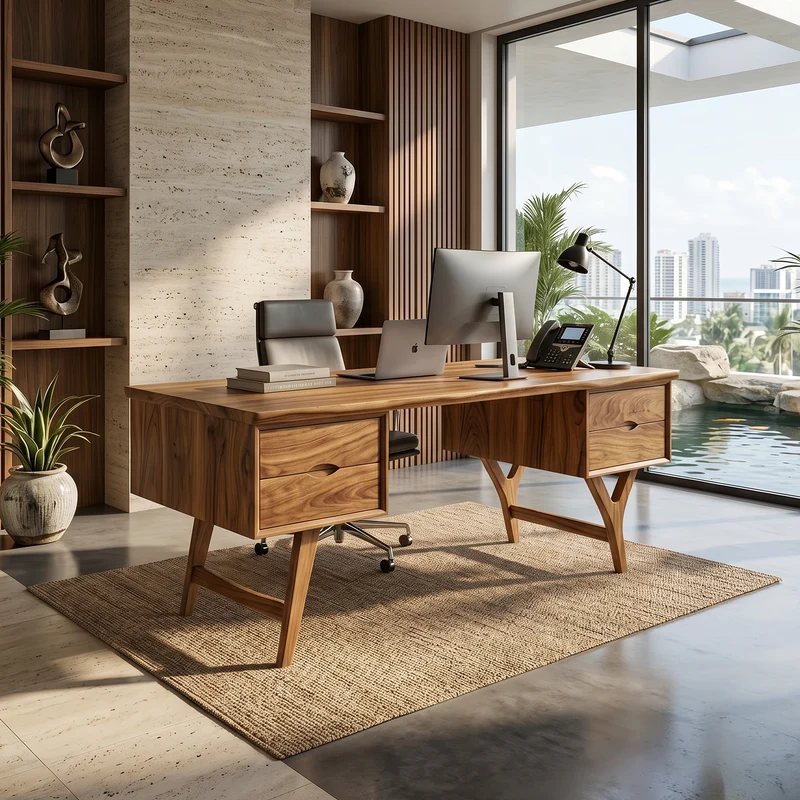 Mid Century Executive Desk Modern Workspace SILDTTRDE028