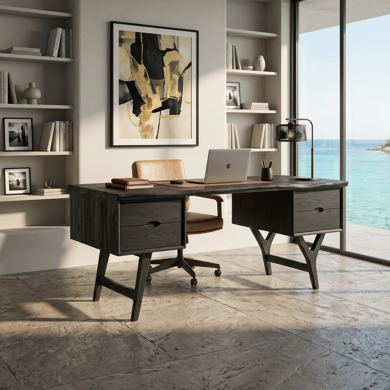 Mid Century Executive Desk Modern Workspace SILDTTRDE028