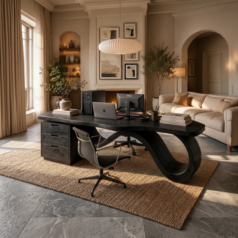 Contemporary Wave Base Executive Desk Design Studio SILDTTRDE025