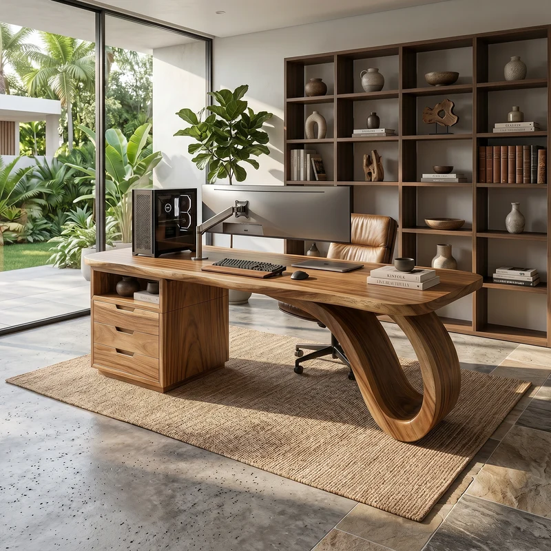 Organic Sculptural Executive Desk Luxury Workspace SILDTTRDE024