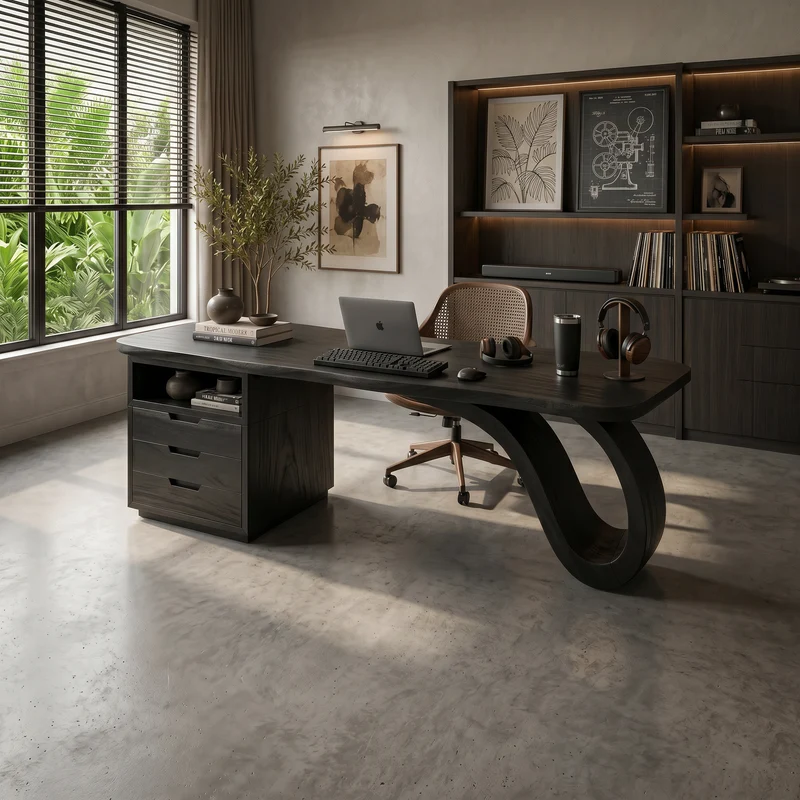 Organic Sculptural Executive Desk Luxury Workspace SILDTTRDE024