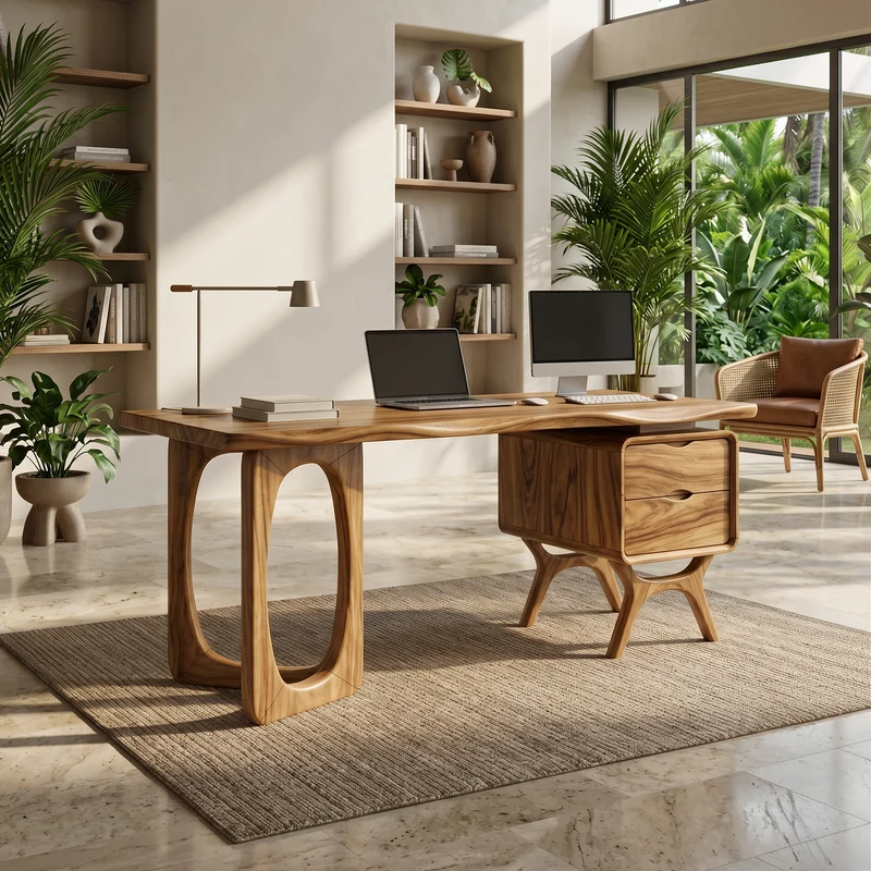 Organic Live Edge Executive Desk Modern Office SILDTTRDE022
