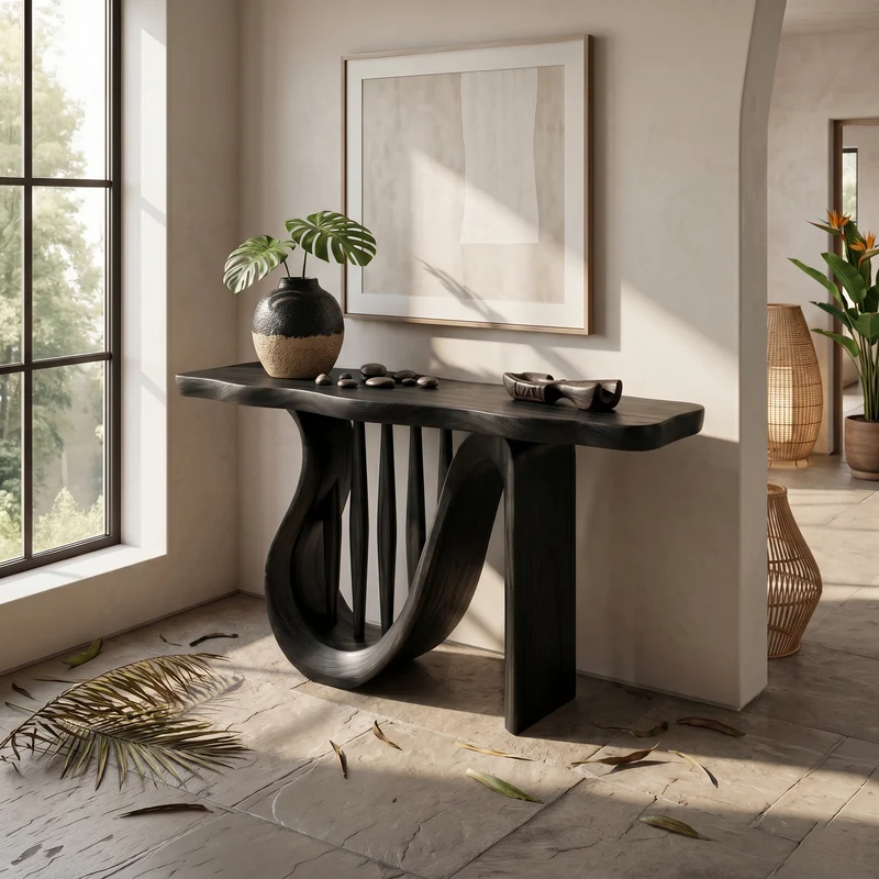 Modern Horseshoe Base Console Table Contemporary Hallway SILDTTRCS110