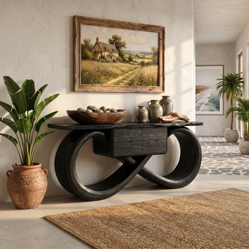 Organic Sculptural Console Table Contemporary Hallway SILDTTRCS105