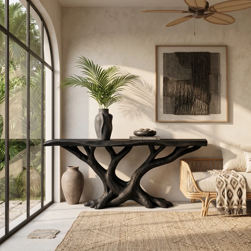 Organic Twisted Wood Console Table Contemporary Hallway SILDTTRCS101